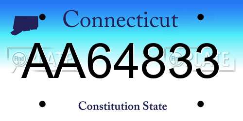 AA64833 Connecticut License Plate