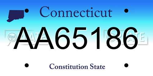 AA65186 Connecticut License Plate