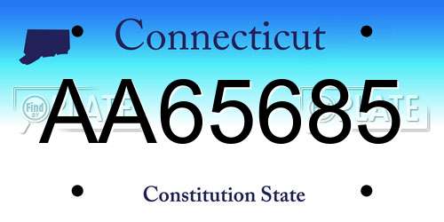 AA65685 Connecticut License Plate