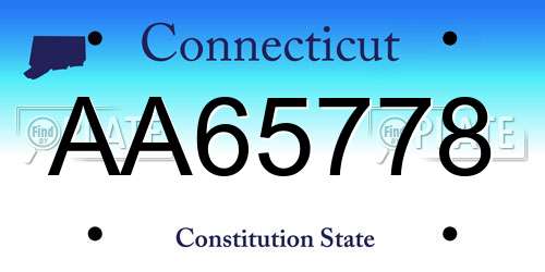 AA65778 Connecticut License Plate