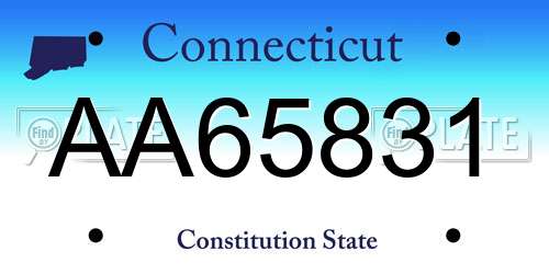 AA65831 Connecticut License Plate