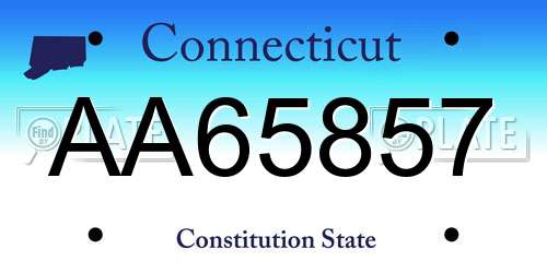 AA65857 Connecticut License Plate