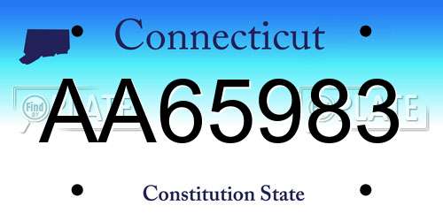 AA65983 Connecticut License Plate