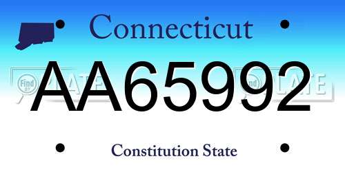 AA65992 Connecticut License Plate