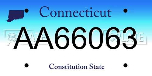 AA66063 Connecticut License Plate