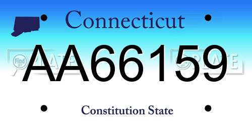 AA66159 Connecticut License Plate