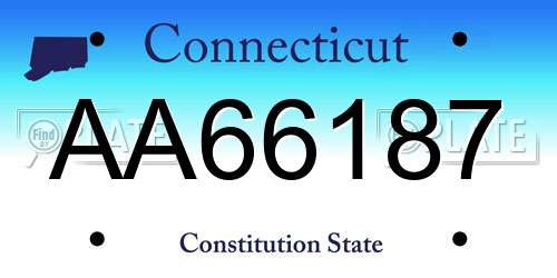 AA66187 Connecticut License Plate
