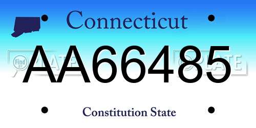 AA66485 Connecticut License Plate