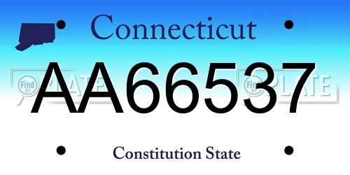 AA66537 Connecticut License Plate
