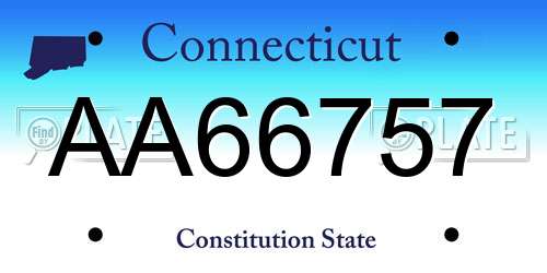 AA66757 Connecticut License Plate