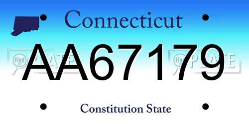 AA67179 Connecticut License Plate