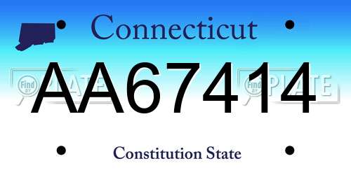 AA67414 Connecticut License Plate