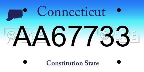 AA67733 Connecticut License Plate
