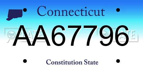 AA67796 Connecticut License Plate