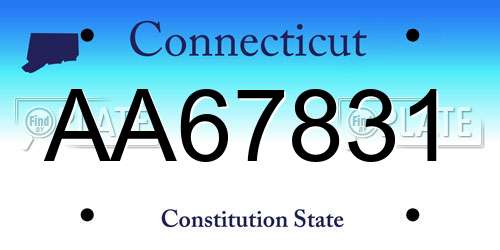 AA67831 Connecticut License Plate