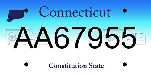 AA67955 Connecticut License Plate