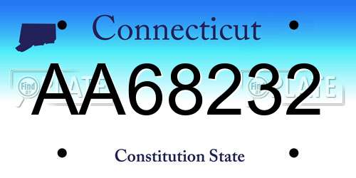 AA68232 Connecticut License Plate