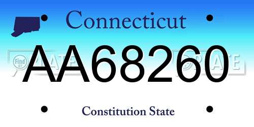 AA68260 Connecticut License Plate