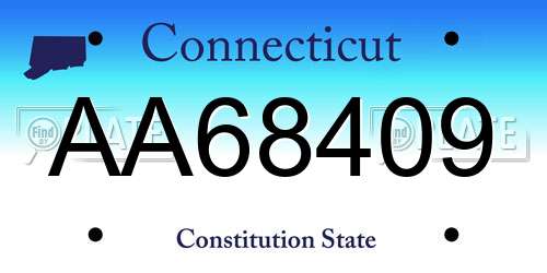 AA68409 Connecticut License Plate