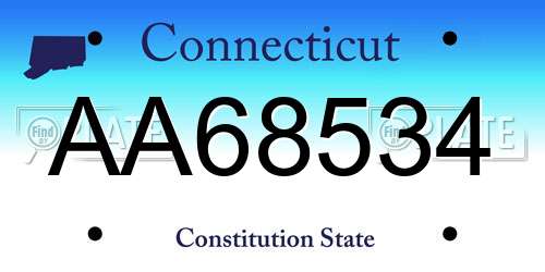AA68534 Connecticut License Plate