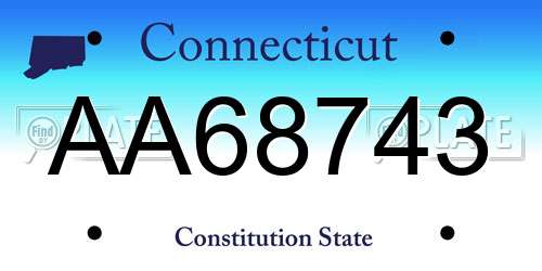 AA68743 Connecticut License Plate