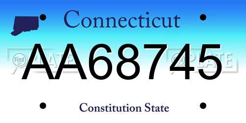 AA68745 Connecticut License Plate