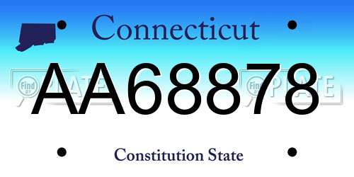 AA68878 Connecticut License Plate