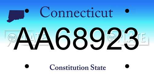 AA68923 Connecticut License Plate