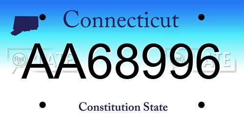 AA68996 Connecticut License Plate