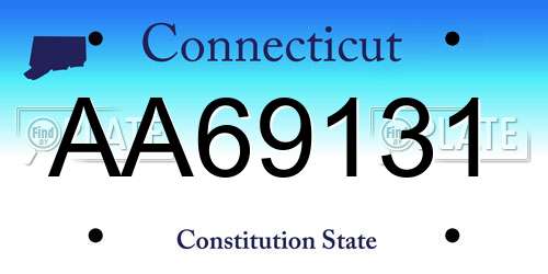 AA69131 Connecticut License Plate