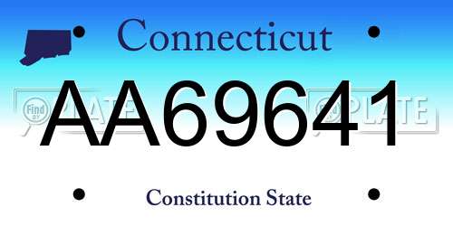 AA69641 Connecticut License Plate