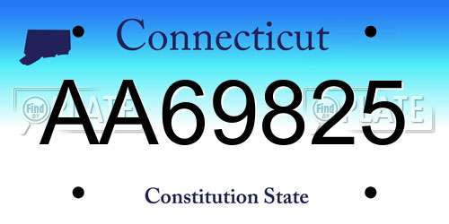 AA69825 Connecticut License Plate