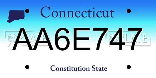 AA6E747 Connecticut License Plate