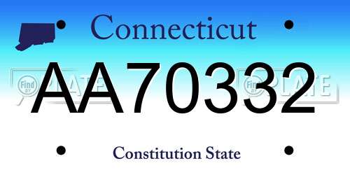 AA70332 Connecticut License Plate