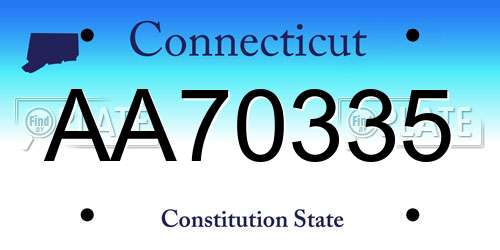 AA70335 Connecticut License Plate