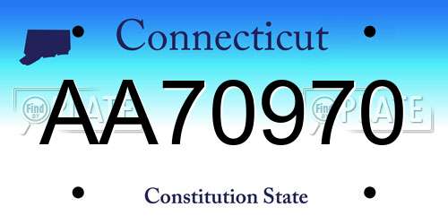 AA70970 Connecticut License Plate