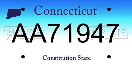 AA71947 Connecticut License Plate