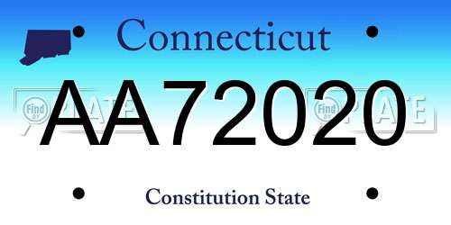 AA72020 Connecticut License Plate