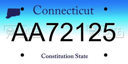 AA72125 Connecticut License Plate