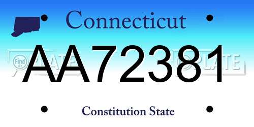 AA72381 Connecticut License Plate