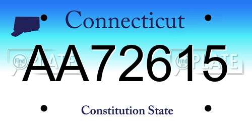 AA72615 Connecticut License Plate