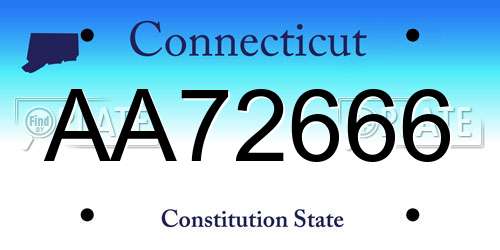 AA72666 Connecticut License Plate