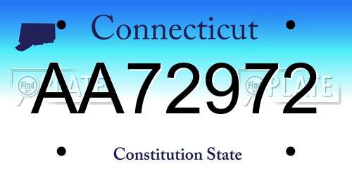 AA72972 Connecticut License Plate