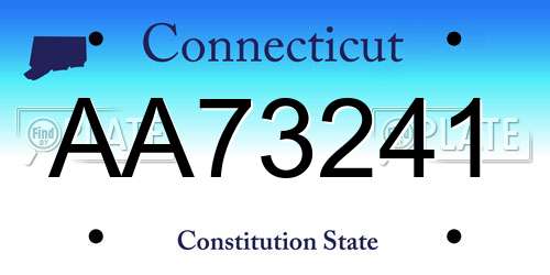 AA73241 Connecticut License Plate