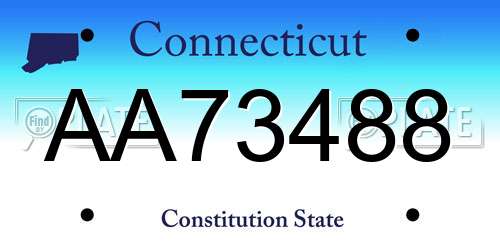AA73488 Connecticut License Plate
