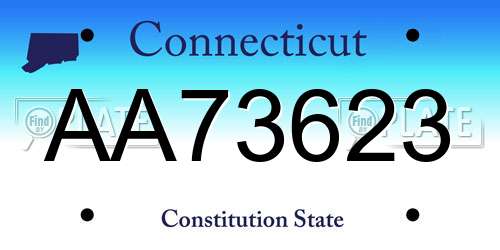 AA73623 Connecticut License Plate