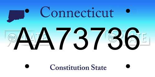AA73736 Connecticut License Plate