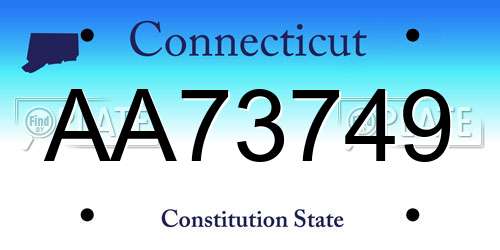 AA73749 Connecticut License Plate