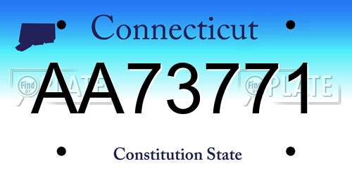 AA73771 Connecticut License Plate