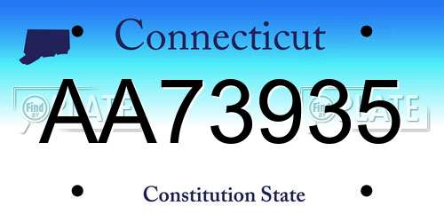 AA73935 Connecticut License Plate